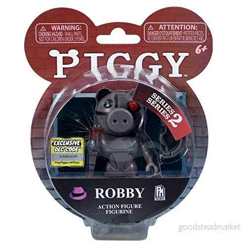 Bizak Piggy Figur 10 cm Robby, nu kan du återskapa spelet hemma med dina favoritkaraktärer, kommer tillbehör och en inlösbar kod i videospel, det finns olika modeller (64238069) 8432752039601