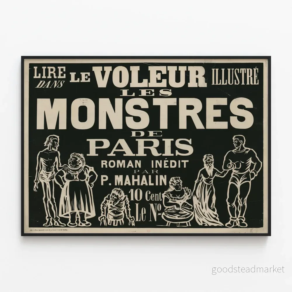 Vintageposter av Paris-monstren - Läs i Le Voleur Illustré