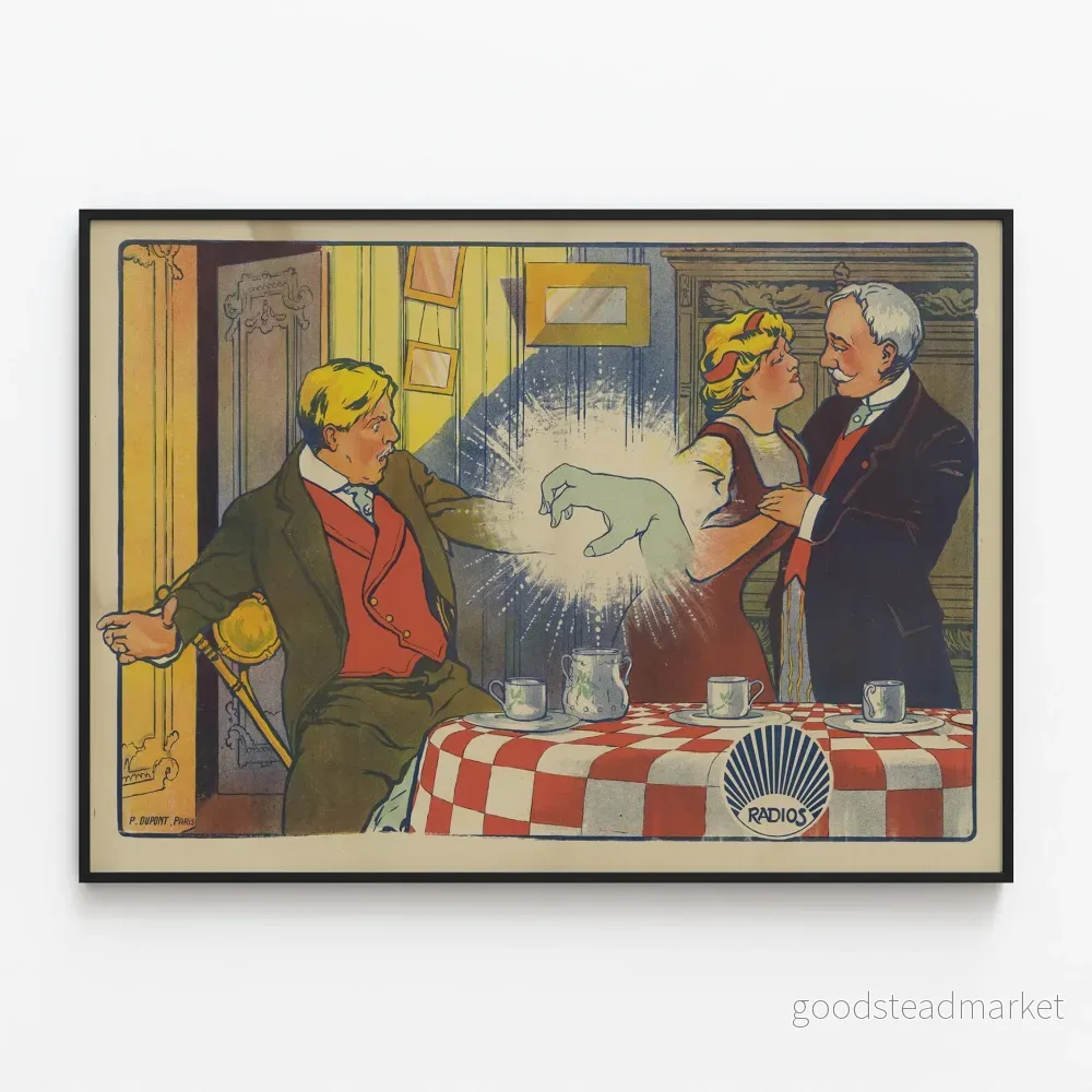 Vintageposter för Radio La Main Verte för väggdekoration