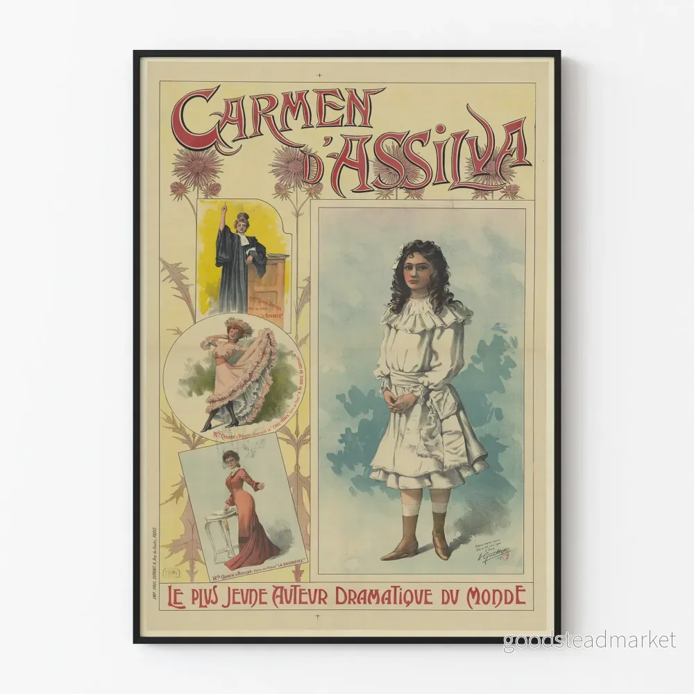 Vintageposter av Carmen d'Assilva, ung dramatiker