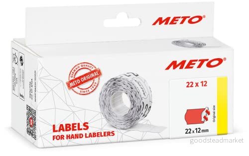 Original Meto prisetiketter (22x12 mm, 1 rad, 6 000 stycken, permanent, fluorröd, för Meto, Contact, Sato, Avery, Tovel, Samark etc.) 4058096475727