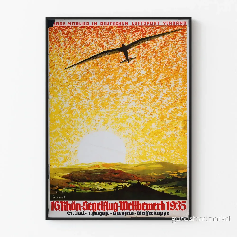 Vintageposter för Rhön 1935 glidflygarkonkurrens
