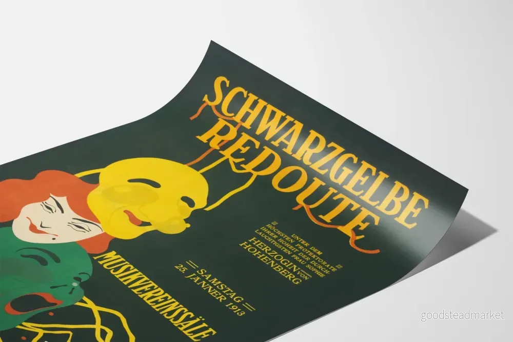 Vintage svart och gul poster för Musikverein 1913-evenemang - Bild 3