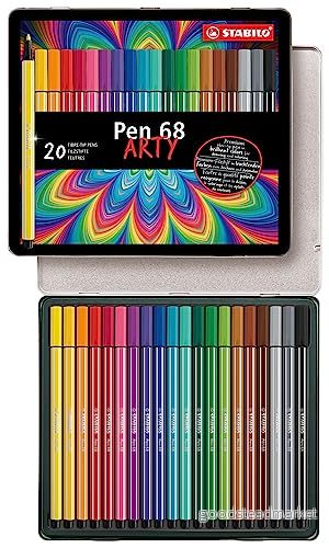 Premium tuschpenna STABILO Pen 68 etui med 20 blandade färger 4006381327206