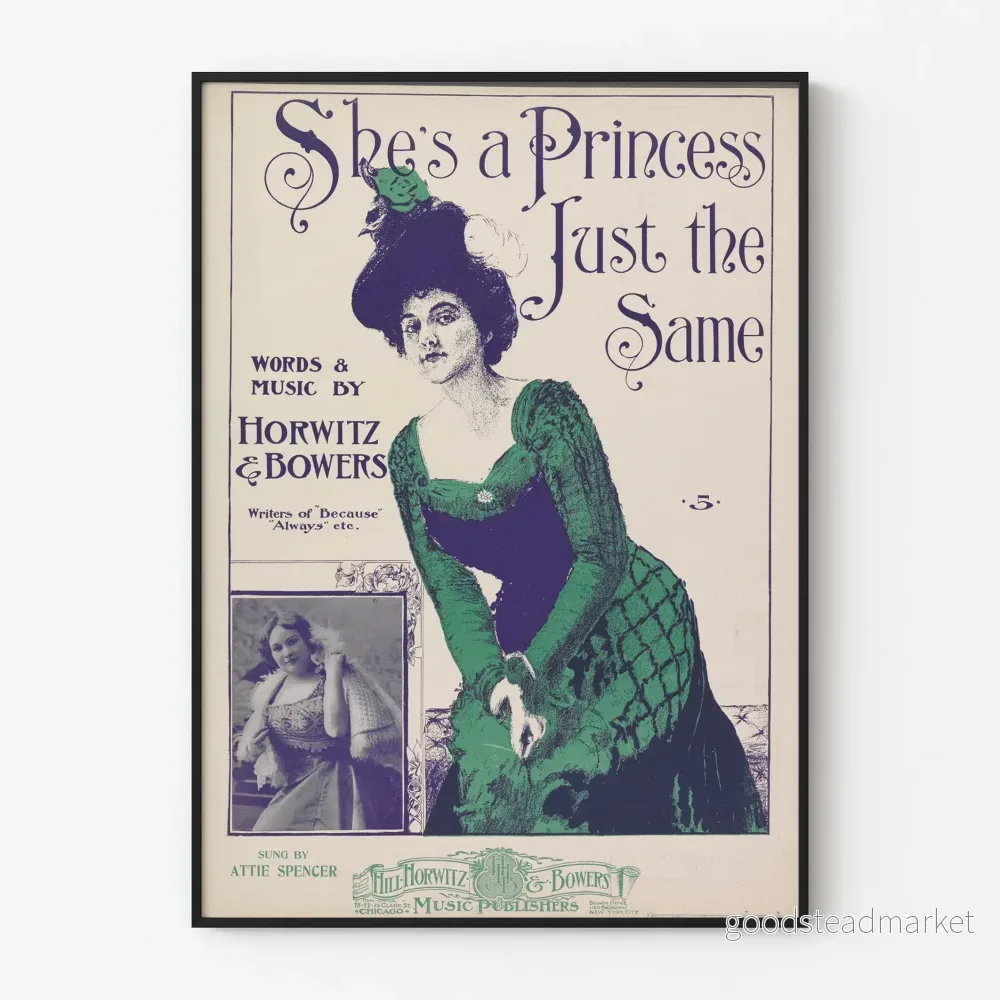 Vintageposter She’s a Princess Just the Same - Elegant väggdekoration