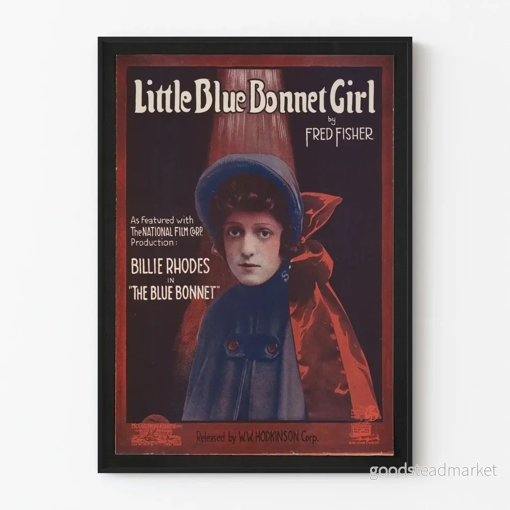 Vintageposter Little Blue Bonnet Girl av Fred Fisher