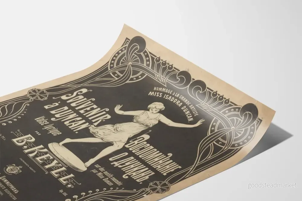 Vintageposter Minne av Duncan hyllning till Isadora Duncan - Bild 3