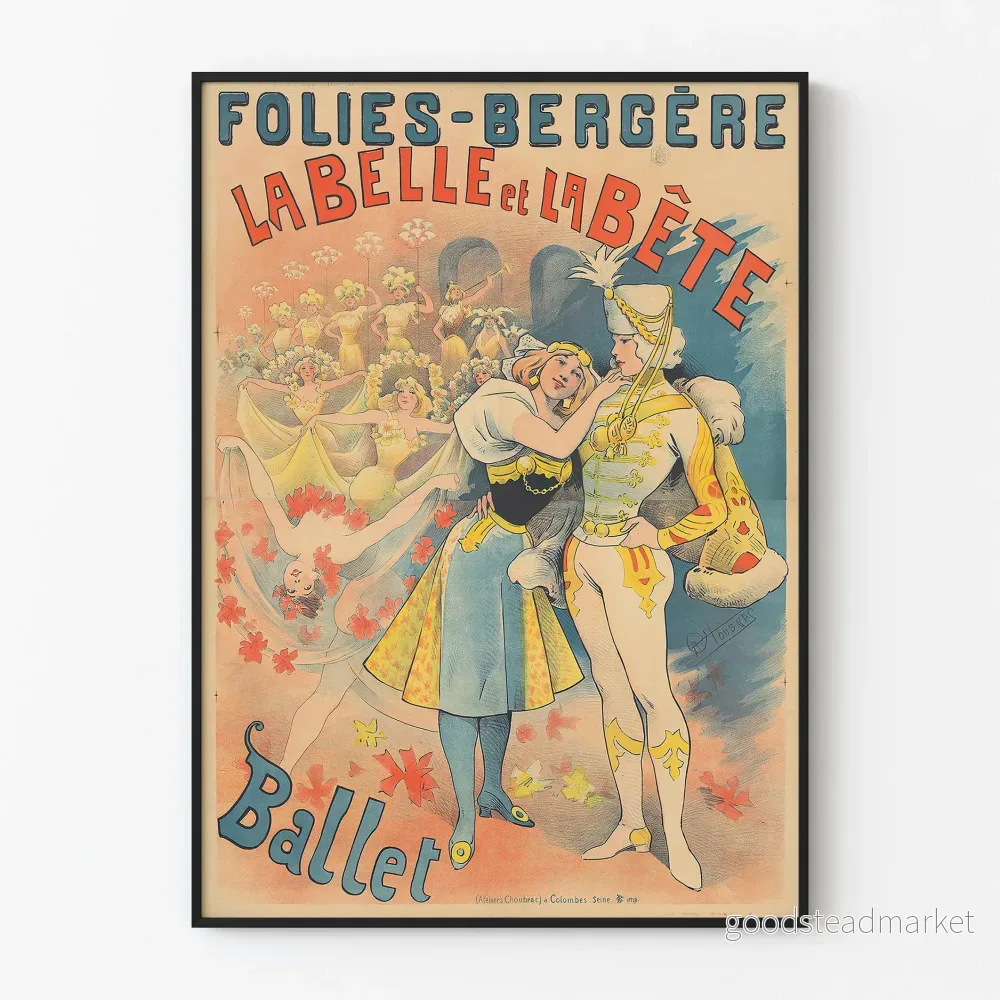 Vintageaffisch La Belle et La Bête - Folies Bergère - Poster för väggdekoration teater