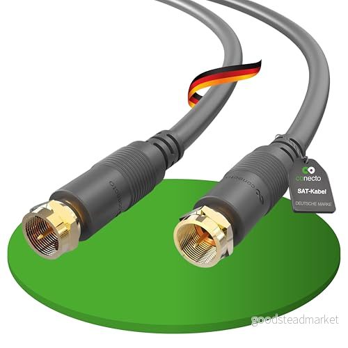 conecto antennkabel SAT kabel koaxialkabel satellitkabel TV 0,50 m dubbel skärmad F kontakt, för HDTV, mottagare, satellit, internet, DAB, radio, svart 4250684929432