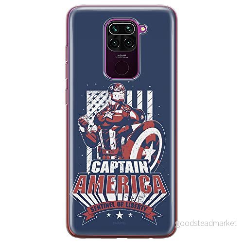 ERT GROUP mobiltelefonfodral för Xiaomi REDMI NOTE 9 originalt och officiellt licensierat Marvel mönster Captain America 018 anpassad till formen på mobiltelefonen, fodral tillverkad av TPU plast 5903040329788