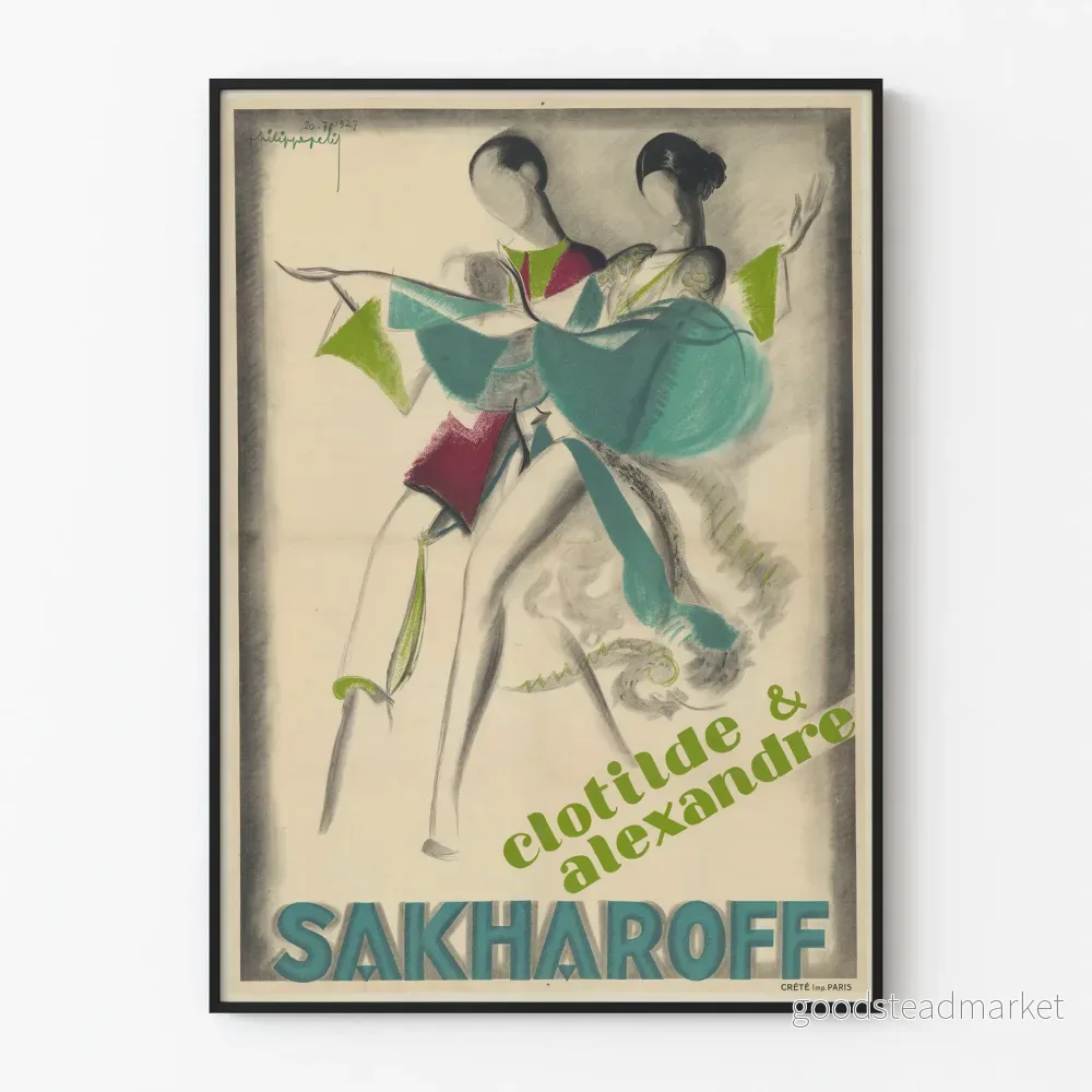 Dekorativ poster Clothilde & Alexandre Sakharoff från 1920-talet Dekorativ poster Clothilde & Alexandre Sakharoff från 1920-talet