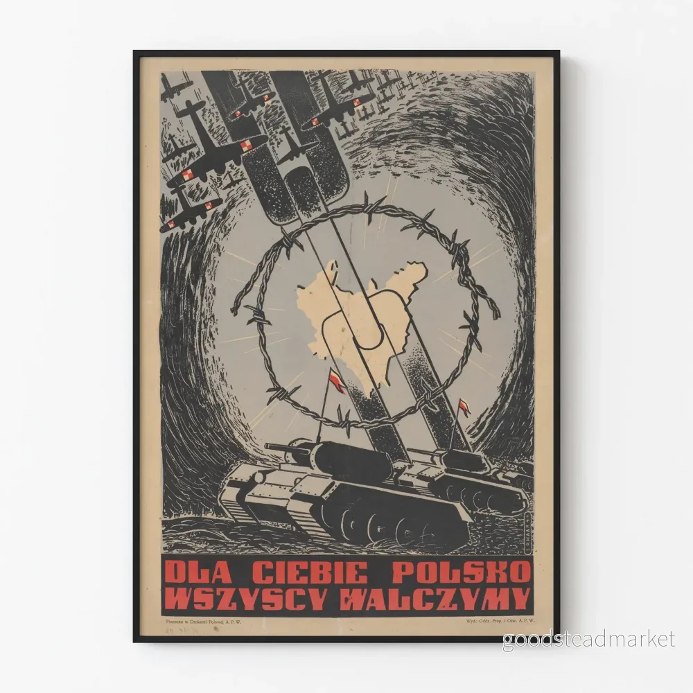 Vintage polsk militär propagandaposter