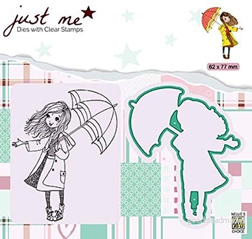 Nellie's Choice Stansmall Cutting Die och Silikonstämpel Flicka Skärschablon på 6,2 x 7,7 cm för Korttillverkning, Pyssel, Scrapbooking, Hantverk DIY Lämplig Stansmaskiner 8719743097377