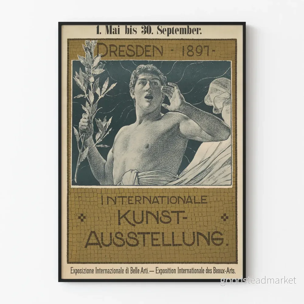 Vintageposter av den internationella konstutställningen i Dresden 1897