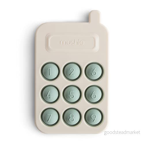 Mushie Tryckleksak För Barn och Spädbarn Sensorisk Leksak Stärker Koncentration Uppmärksamhet Säker Högkvalitet Ålder: 10+ månader Telefon Design (Cambridge Blue) 810052465838