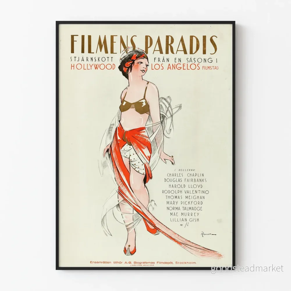 Vintageposter Filmen's Paradis Hollywood Los Angeles