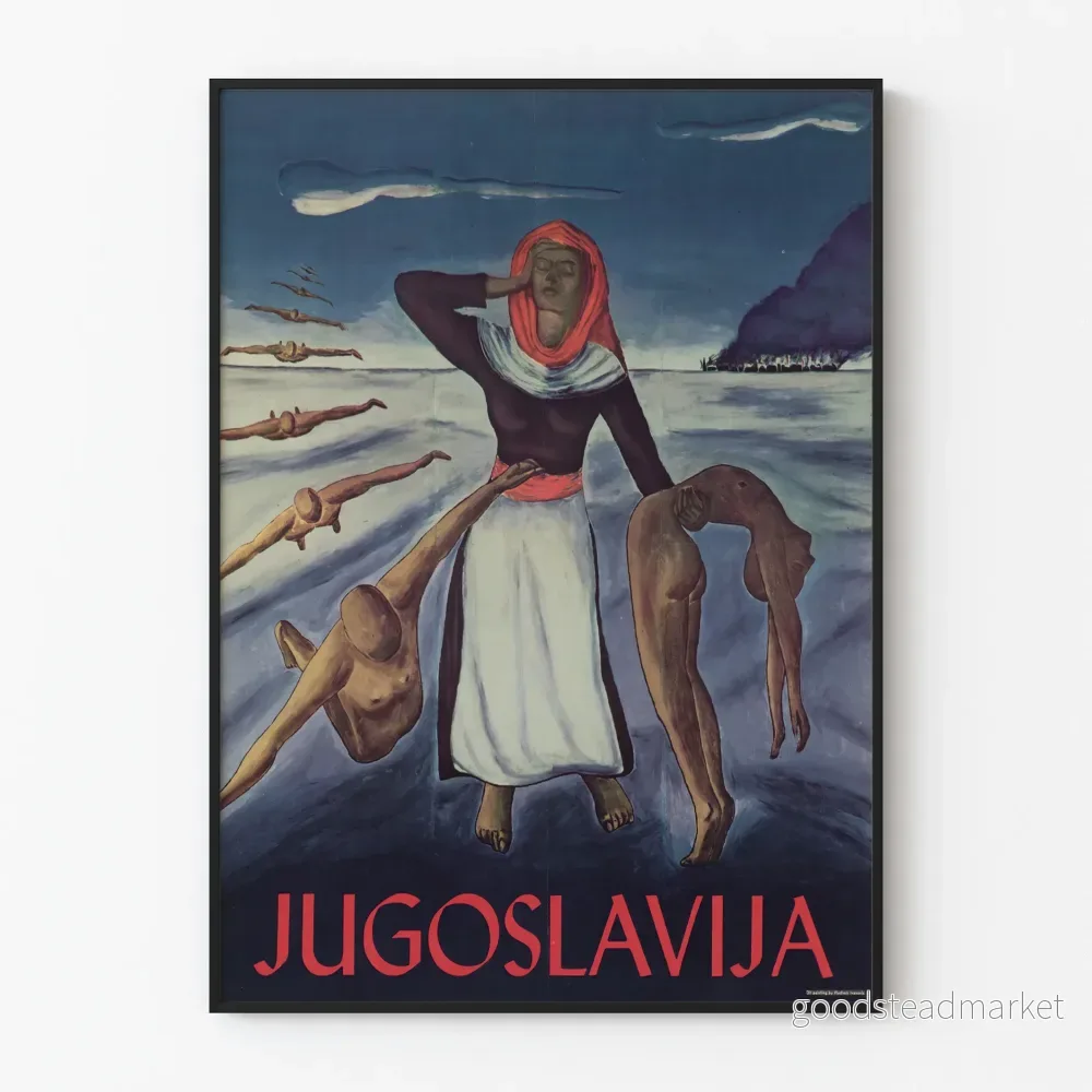 Vintageposter för väggdekoration Jugoslavija konstnärlig dramatik