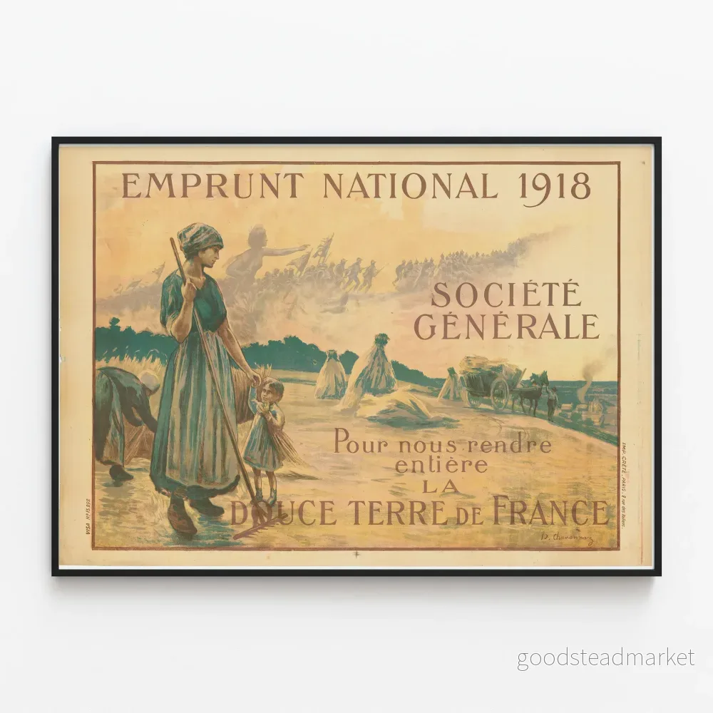 Vintageposter Emprunt National 1918 - Historisk väggdekoration