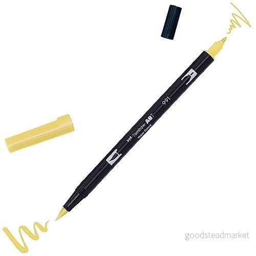 Tombow ABT 991 fiberpenna dubbla borstar penna med två spetsar, light ochre 4901991902280