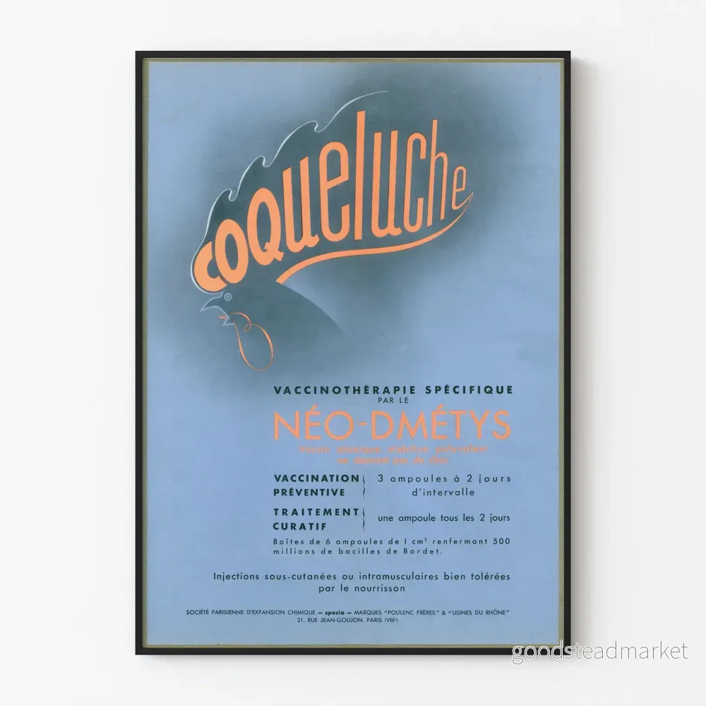 Vintageposter för Néo-Dmétis-vaccinet för kikhostevaccination
