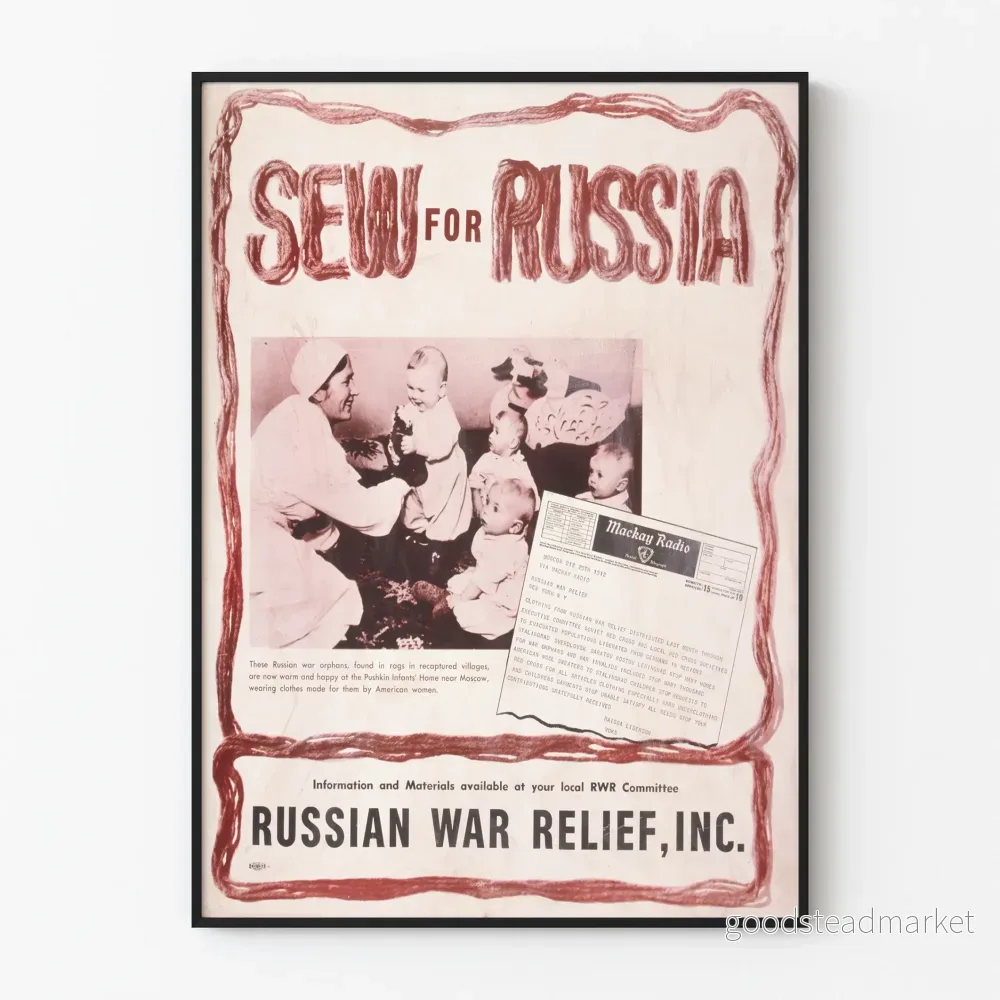 Vintage rysk krigshjälpsposter - Humanitär väggdekoration