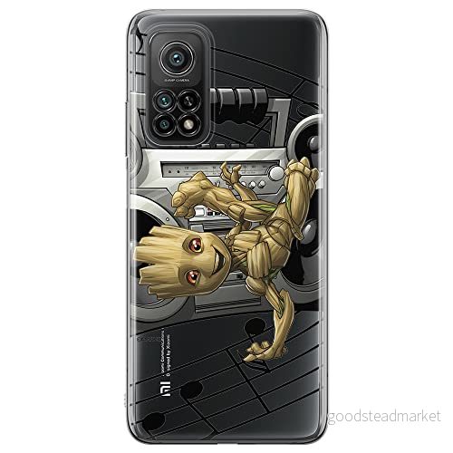 ERT GROUP mobiltelefonfodral för Xiaomi MI 10T 5G / PRO originalt och officiellt licensierat Marvel mönster Groot 004 anpassad till formen på mobiltelefonen, gedeeltelijk transparant 5903040349939