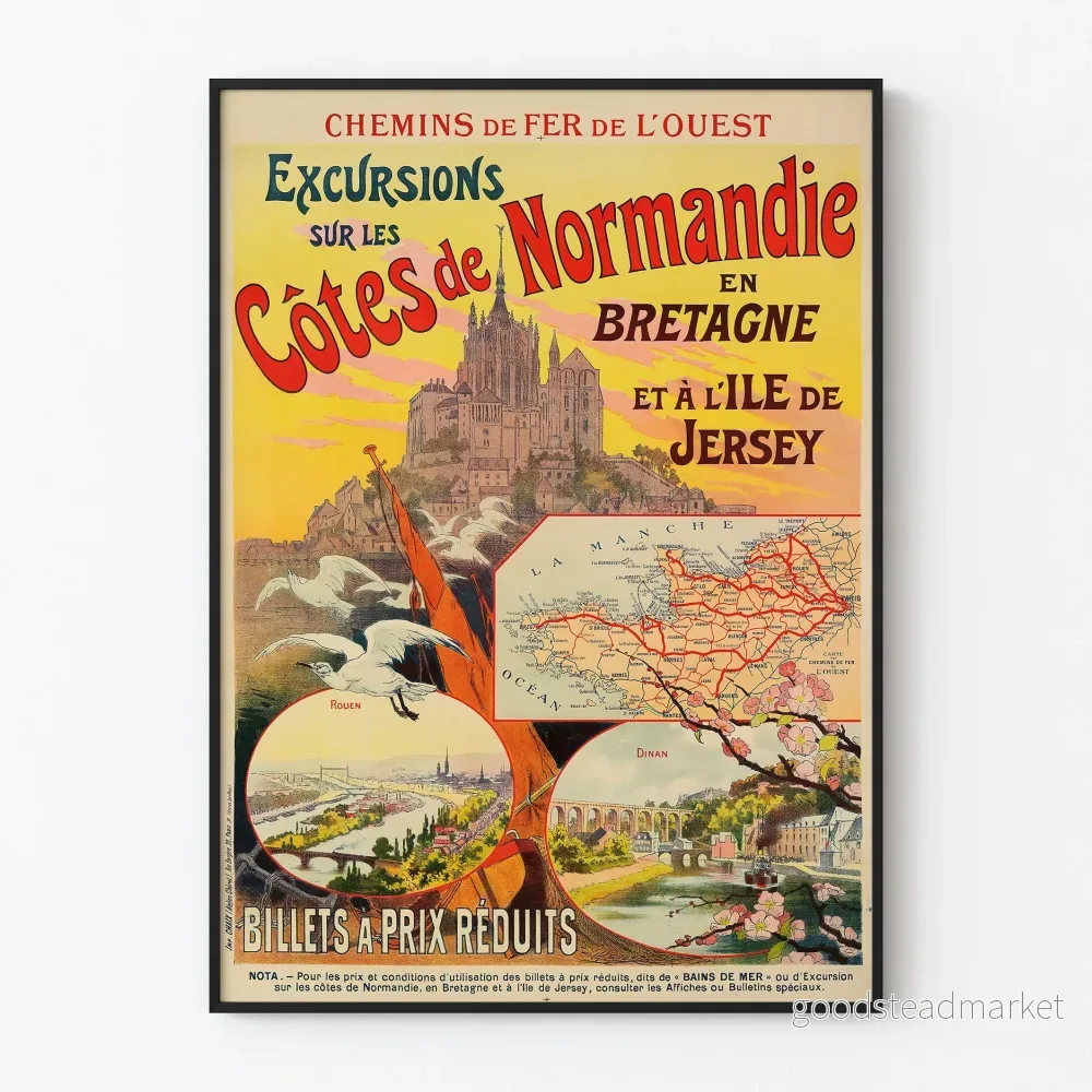 Normandie-Bretagne-tågen | Konsttryck av äldre Poster