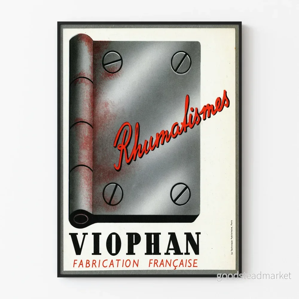 Vintageposter Viophan Reumatism Väggdekoration Industriell