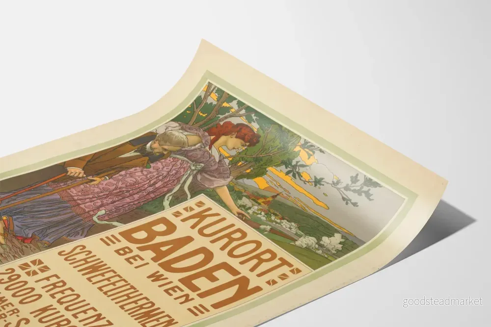 Art Nouveau-vintageposter för Kurort Baden nära Wien - Bild 3