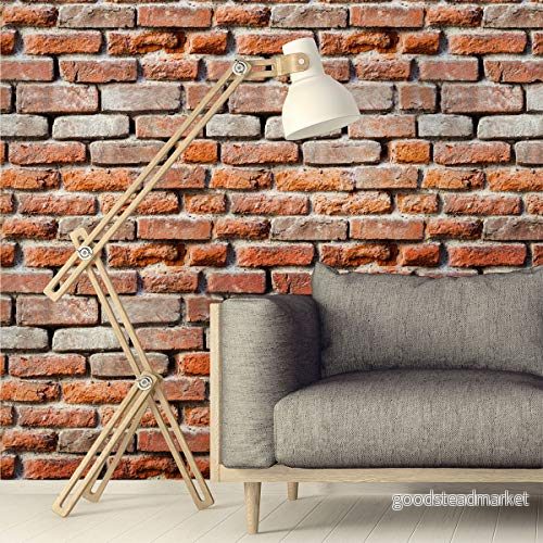 Ambiance Sticker s Woodstock Bricks väggtatueringar, avtagbara klistermärken, vattentäta och självhäftande 40 x cm 5415231267972