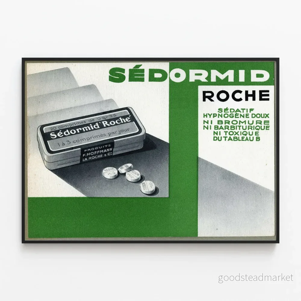 Vintageposter Sédormid Roche – Retroreklam för läkemedel