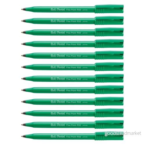 Rollerpen Ball Pentel R50 medium sort 0,3 mm (12 stk.) 4902506040039