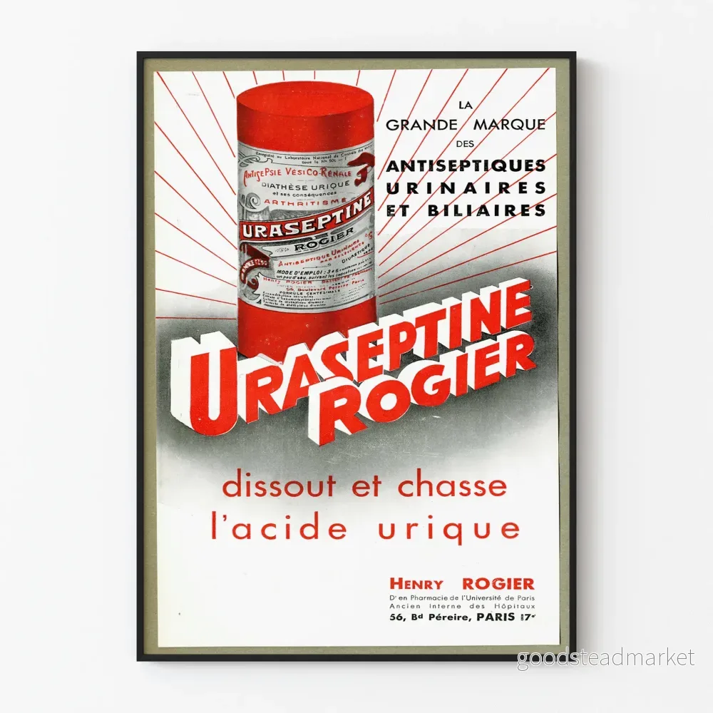 Vintageposter Uraséptine Rogier urindränage- och gallantiseptikum