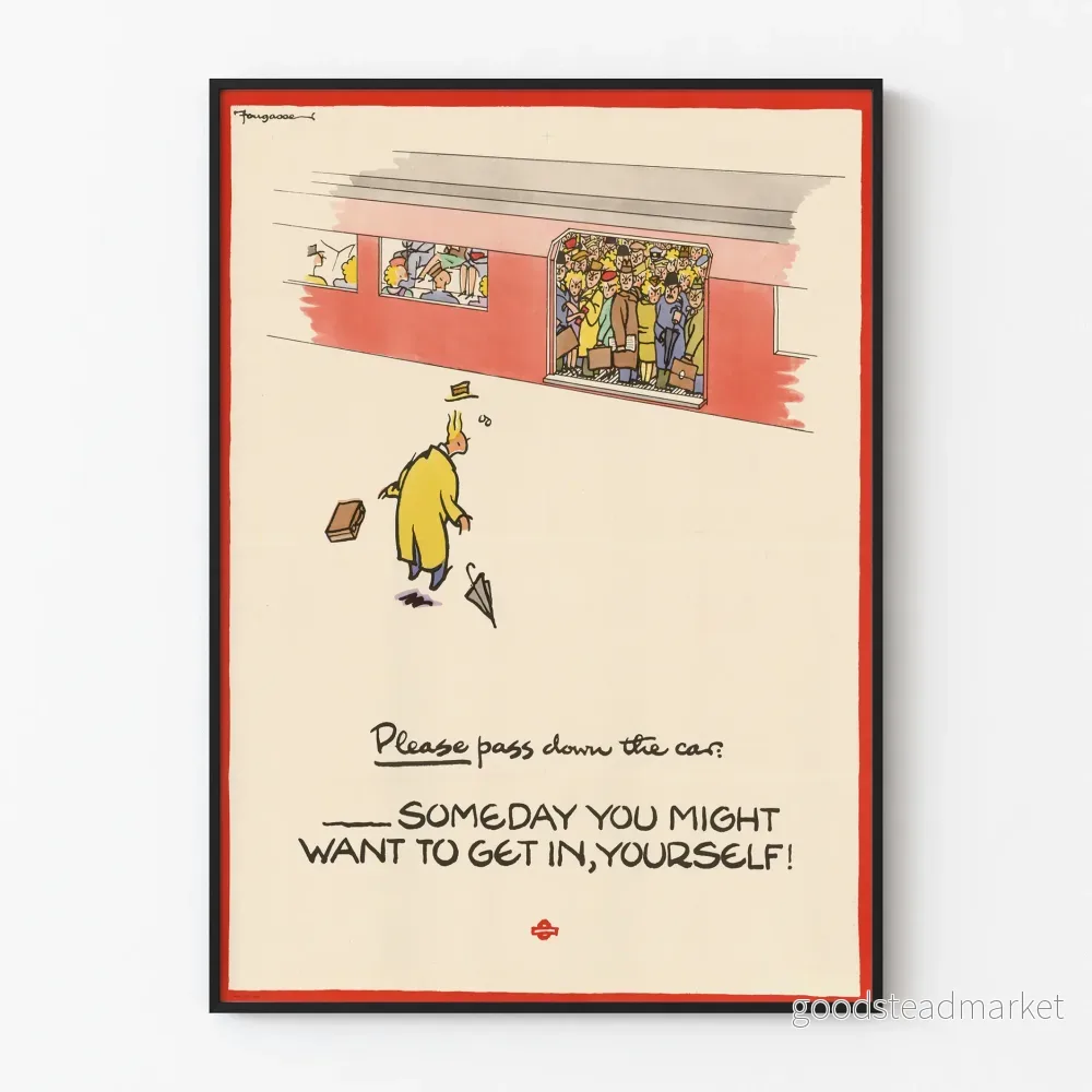 Vintage humoristisk poster - Vänligen lämna vidare bilen