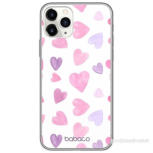 ERT GROUP mobiltelefonfodral för Apple Iphone 11 PRO MAX originalt och officiellt licensierat Babaco mönster Hearts 005 Vit optimalt anpassad till formen på mobiltelefonen, gedeeltelijk transparant 5904805041440