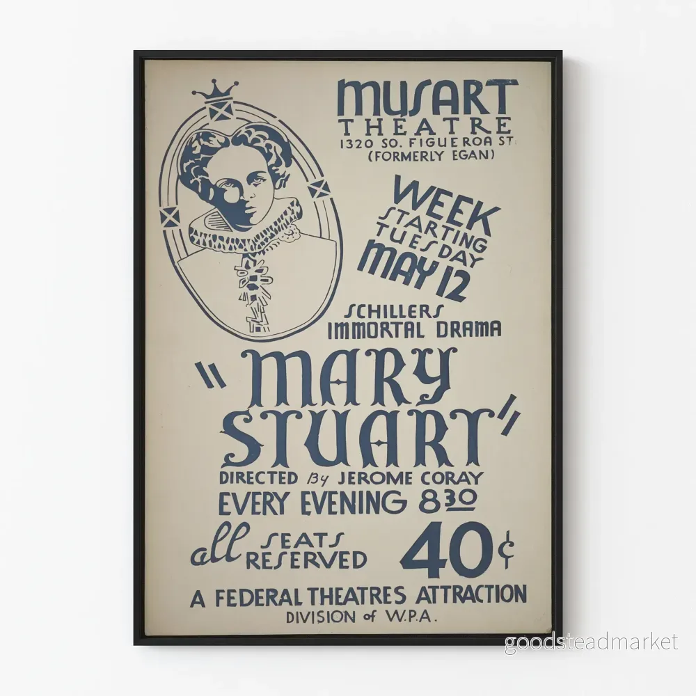 Vintage teaterposter Mary Stuart - konstnärlig väggdekoration