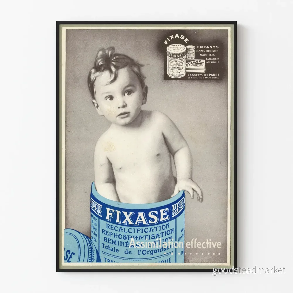 Vintage reklamposter Fixase för barnvänlig väggdekoration