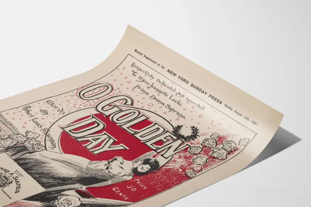 Vintageposter O Golden Day - Musikväggdekoration 1901 - Bild 3