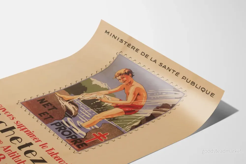 Vintageaffisch mot tuberkulos 1938 - Väggdekoration för folkhälsa - Bild 3