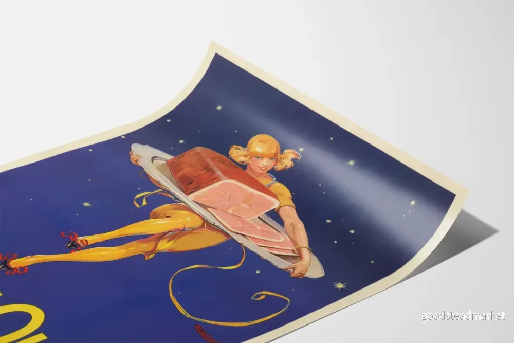 Vintageposter Jambon Olida Kvinna och Jambonbit - Bild 3