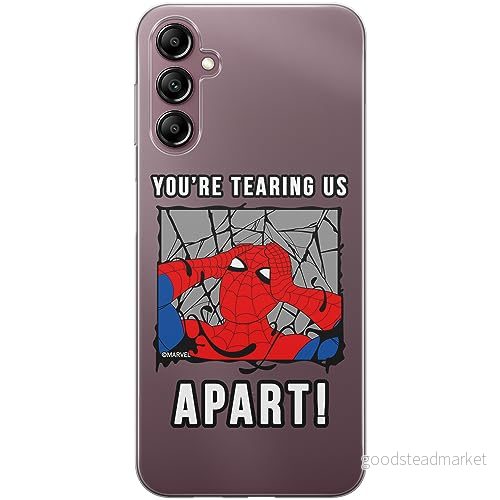 ERT GROUP mobiltelefonfodral för Samsung A14 4G/5G originalt och officiellt licensierat Marvel mönster Spider Man 035 optimalt anpassad till formen på mobiltelefonen, gedeeltelijk transparant 5905795011864