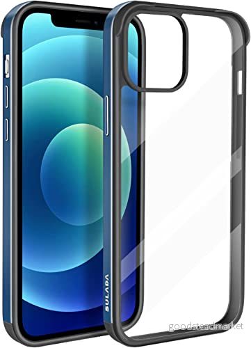 ASOBEAGE Metallram fodral för iPhone 12/iPhone 12 Pro, stöttålig, smal, reptålig, gulningsfri, transparent, 6 850036854487