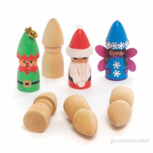 Baker Ross FC225 Miniträalver paket med 8, miniträformer, trähantverk för att göra och dekorera, skapa dina egna juldekorationer 5051174126237