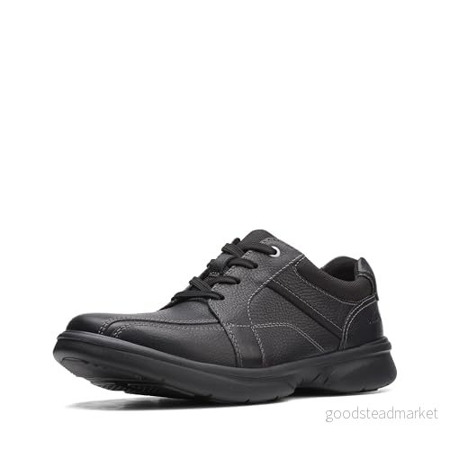 Clarks Bradley Walk Oxford sko för män, Svart tumlat läder, 43 EU 5059304186939