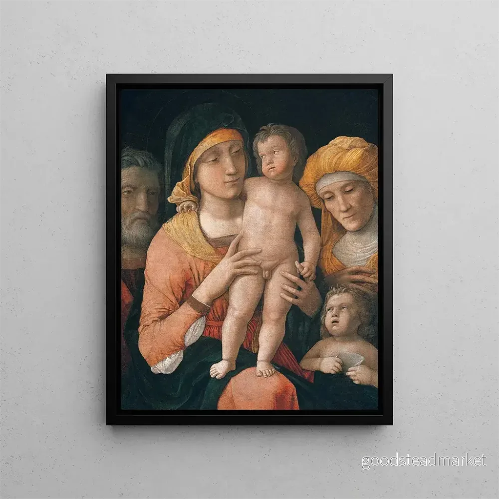 Målning La Vierge à l'Enfant avec les saints Joseph, Élisabeth et Jean-Baptiste - Andrea Mantegna | Konsttryck