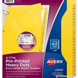 Avery Kraftiga industriella avdelare i plast, 26 A Z flikar, gul (23081), 11 x 23 0,8 cm 72782230814 Avery Kraftiga industriella avdelare i plast, 26 A Z flikar, gul (23081), 11 x 23 0,8 cm 72782230814