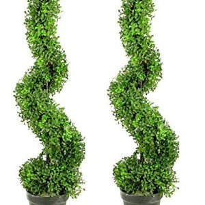 Admired By Nature 3′ artificiell buxbom lämna spiral topiary plantträd, grön 8736180024124