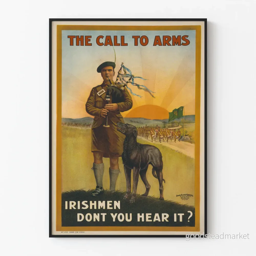 Vintageposter The Call to Arms - Militär irländsk väggdekoration