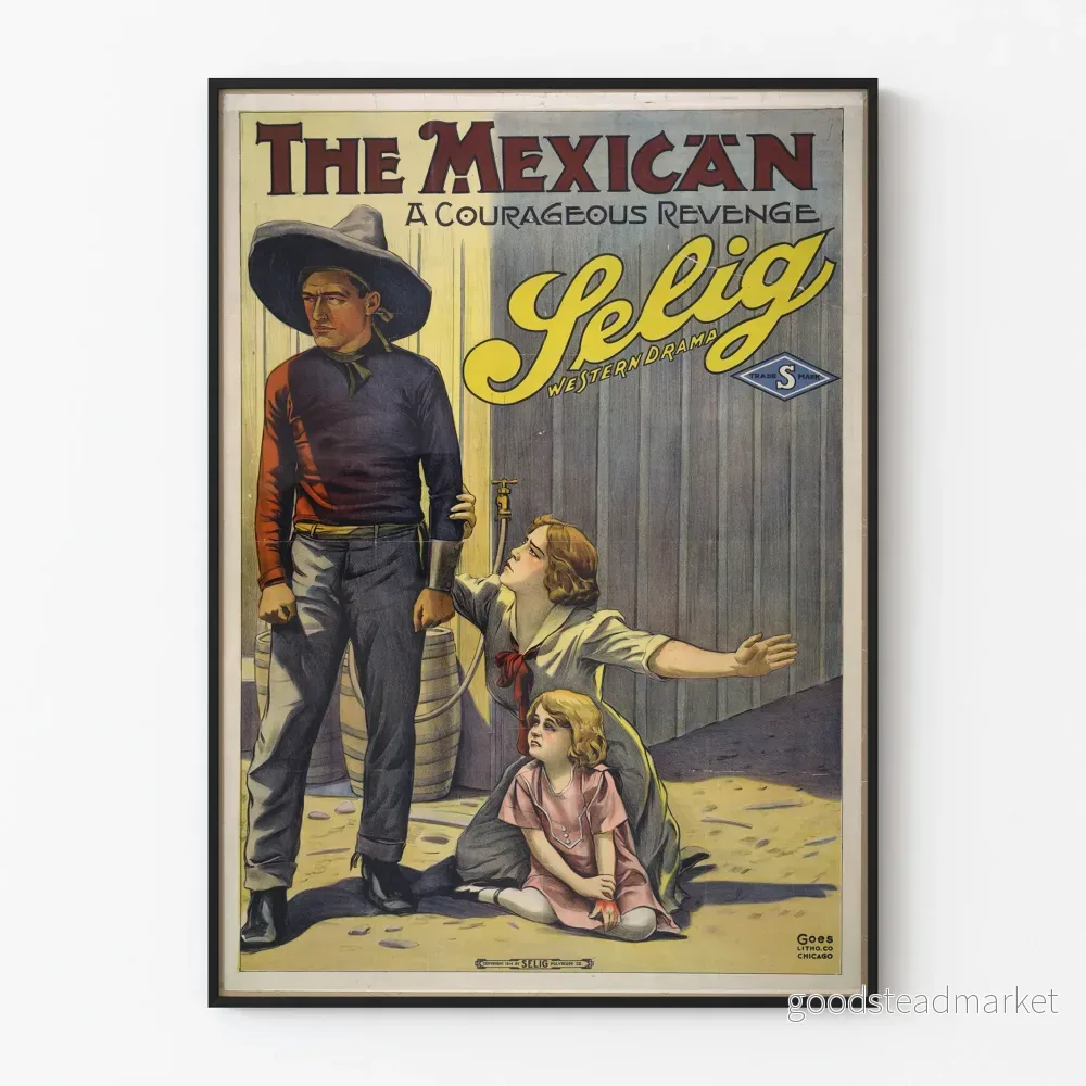 Vintageposter The Mexican Western Drama - Retro väggdekoration