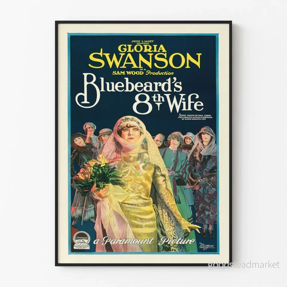 Vintageposter av Bluebeards åttonde hustru med Gloria Swanson